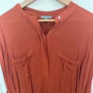 James Perse crepe drawstring waist utility  dress burnt orange XL